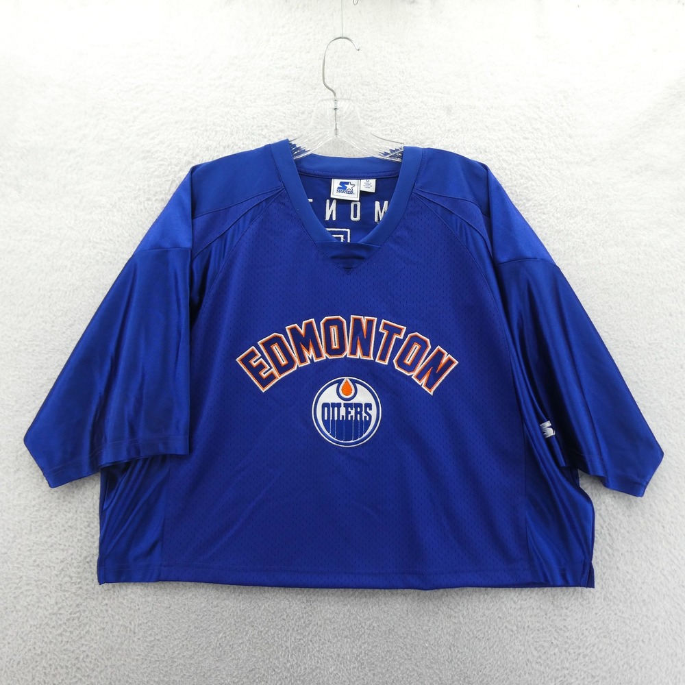 Starter Jersey Shirt Women Medium Edmonton Oilers‎ Blue Mesh V-Neck Polyester
